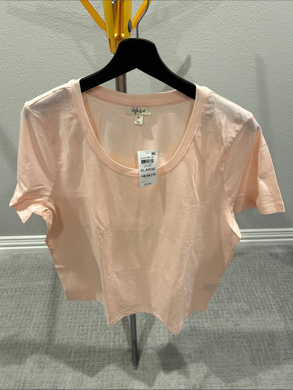 Style & Co. Light Peach Scoop Neck Short Sleeve Tee
